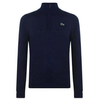 image of Lacoste Quarter Zip Knit Pullover - Blue