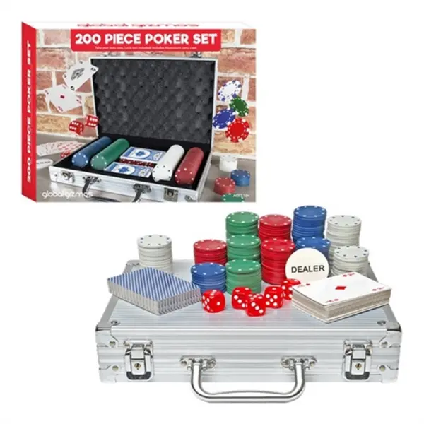 Image of Global Gizmos 200pc Poker Set In Aluminium Case