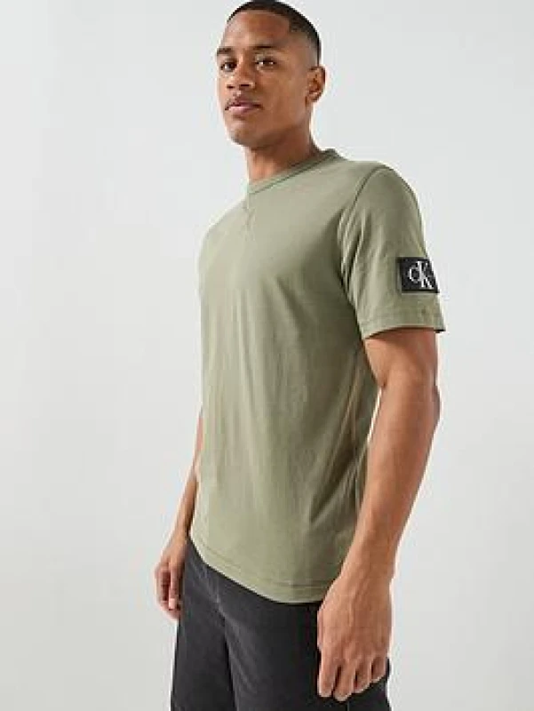 Image of Calvin Klein Jeans Monogram Badge T-Shirt - Green Male 2XL