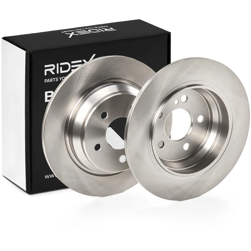Image of RIDEX 82B0537 Brake disc Rear Axle, solid, Cast Iron, Uncoated, Untreated, without bolts/screws Cast Iron Brake Disc (82)