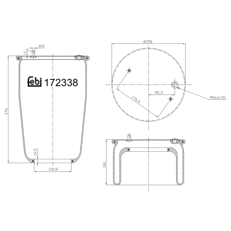 Image of FEBI BILSTEIN 172338 Boot, air suspension Front Axle Boot,air suspension (324)