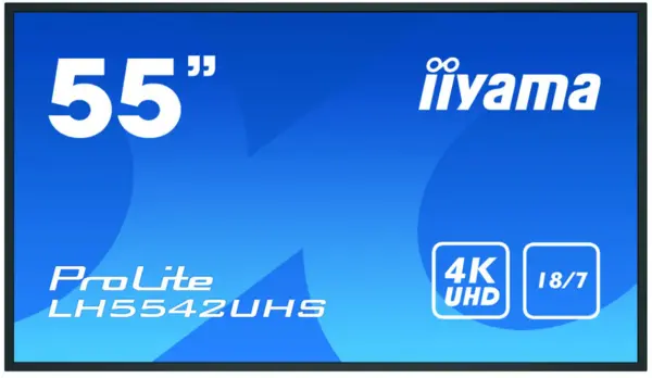 image of iiyama LH5542UHS-B3 signage display Digital signage flat panel 138.7cm (54.6") IPS 500 cd/m 4K Ultra HD Black Built-in processor Android 8.0 18/7