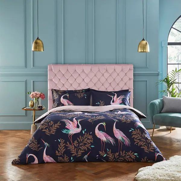 Image of Sara Miller Dancing Cranes Duvet Set King, Midnight