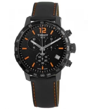 image of Tissot Quickster Chronograph Black Dial Leather Strap Mens Watch T095.417.36.057.00 T095.417.36.057.00