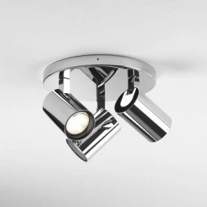 Image of 3 Light Triple Round Spotlight Polished Chrome IP44, GU10