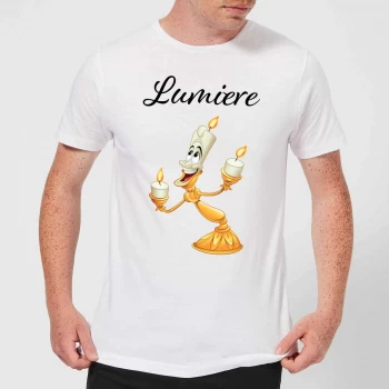 Image of Disney Beauty And The Beast Lumiere Mens T-Shirt - White - XS