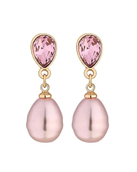 image of Mood Pink Pearl & Crystal Drop Earrings