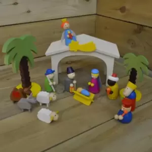 Image of Childrens / Kids Christmas Wooden Nativity Scene Toy Play Set
