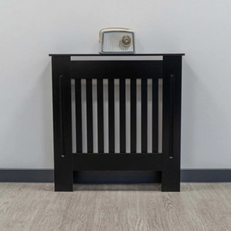 Image of Jack Stonehouse Black Vertical Slat Mdf Radiator Cover - Small 78Cm (W) X 81.5Cm (H) X 19Cm (D)