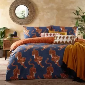 Image of Furn. Tibetan Tiger Single Duvet Cover Set Cotton Blue