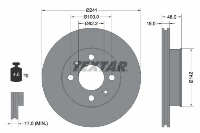 Image of Brake disc TEXTAR 92134103