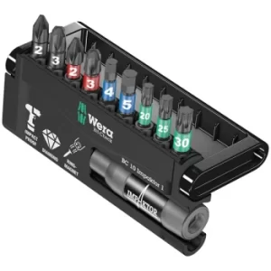 Image of Wera 05057680001 Impaktor Diamond Hard Bit Set PZ/PH/TX/Hex 10pc