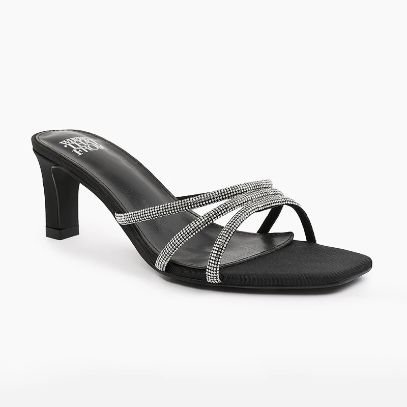 Image of Wheres That From Where's Heels Block Heel Court Shoes BlackNEWSatin female 4 (37)