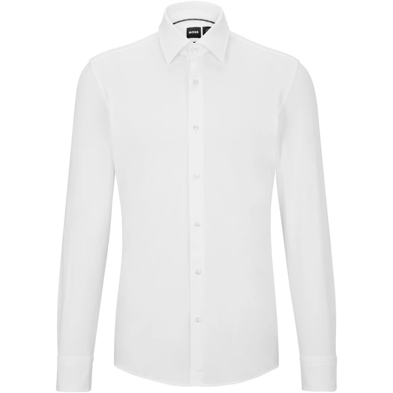 Image of Boss Mens P Hank Kent Long Sleeve Oxford Shirt White male 16 inch