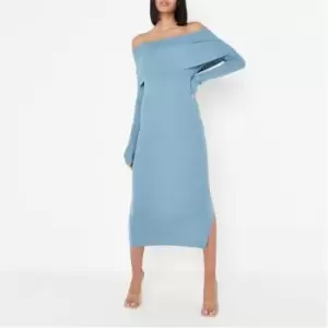 Missguided Long Sleeve Midaxi Dress - Blue