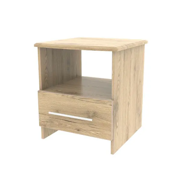 Image of Ready Assembled Edina Lamp Table With Drawer Bordeaux Oak SHE224BX