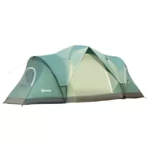 Image of Outsunny 5-6 Man Dome Camping Tent Hiking Shelter UV Protection 3000mm Water Resistant Tunnel Tent - Dark Green