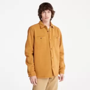 image of Timberland Progressive Utility Fleece-collar Overshirt For Men In Yellow Light Brown, Size S