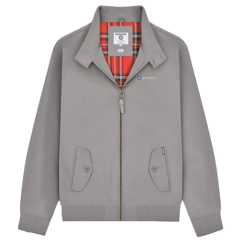 Image of Lambretta Lambretta Men Shower Resistant Harrington Jacket in Dark Grey Size: Small Dark Grey S Male 5063703945530