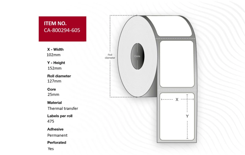 Image of Capture CA-800294-605 printer label