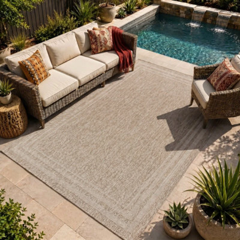 Image of Livabliss In- & Outdoor Cottage Jute-Look Brown Georgia Area Rug 200 X 275cm - Easy To Clean, Perfect For Balcony, Kitchen Or Dining Room
