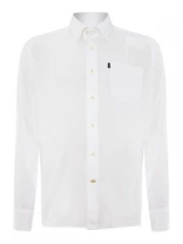 Image of Mens Barbour Plain Long Sleeve Collar Shirt Tailored Fit White