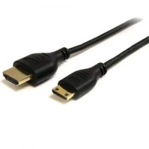 image of StarTech.com 3ft Slim High Speed HDMI Cable with Ethernet - HDMI to HDMI Mini M/M