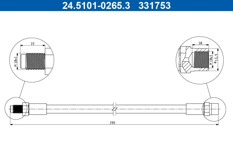 Image of Brake hose ATE 24.5101-0265.3