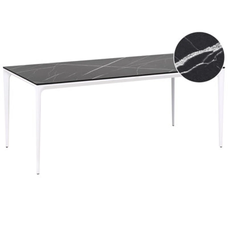Image of Beliani Garden Dining Table Sovareto 180 Cm 90 Cm Marble Effect Black Marble, Black 651985