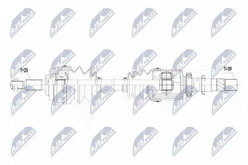Image of NTY NPW-RE-101 Drive shaft Front Axle Right, with bearing(s) Drive Shaft (13)