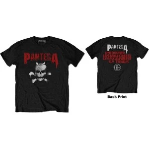 image of Pantera - Horned Skull Stencil Mens Large T-Shirt - Black