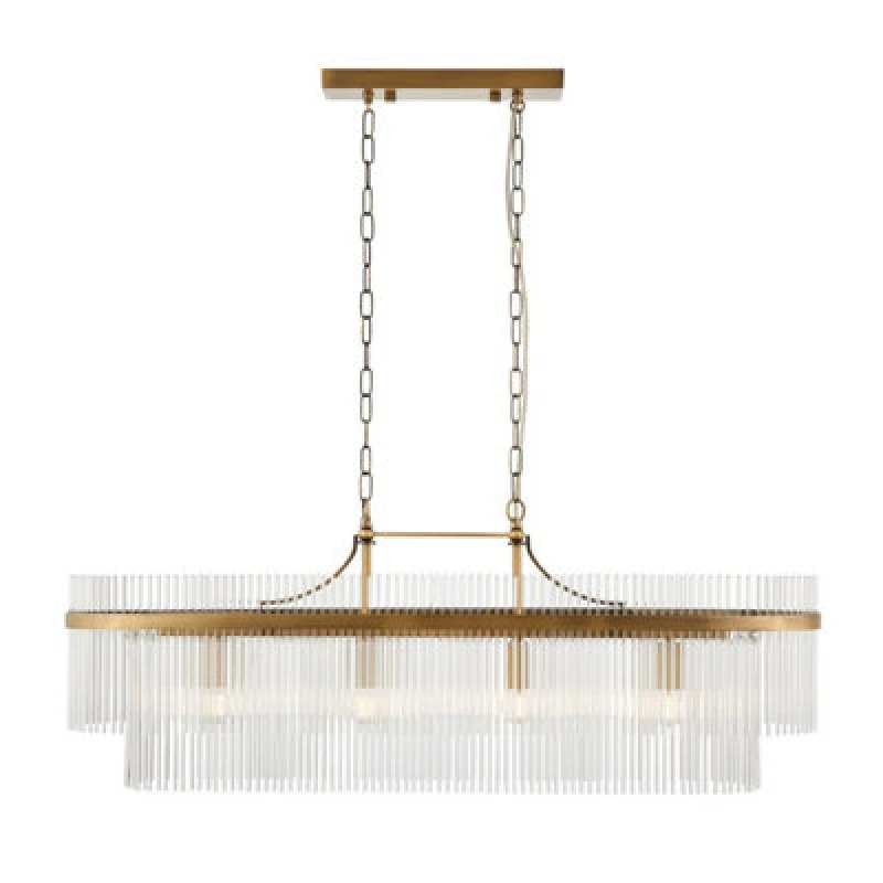 Image of Luminosa Lighting Luminosa Marietta Bar Pendant Ceiling Light Antique Brass Plate, Clear Glass, 4X E14
