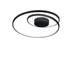 Image of Oz LED Decorative Swirl Integrated LED Semi Flush Light Black, 3000K