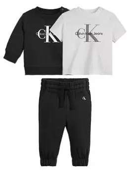 Image of Calvin Klein Jeans Baby Monogram Starter Giftpack - Black, Size Age: 3-6 Months