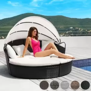 Image of Tectake Island Rattan Sun Lounger Day Bed - Dark Brown