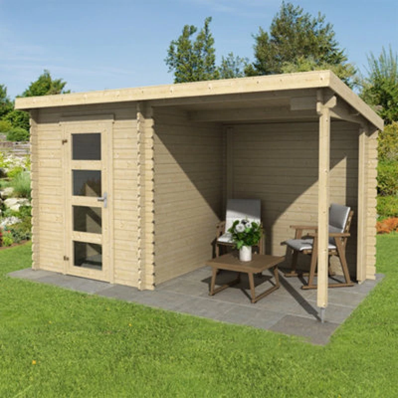 Image of Lasita Maja Lasita Osland Jelle 175 Plus Log Cabin With Veranda - 3.7M X 1.7M - Summer House