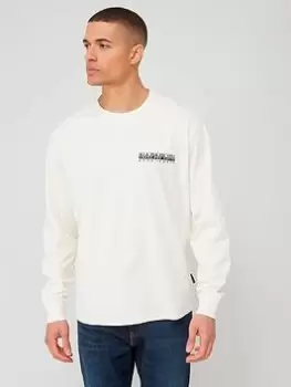 Image of Napapijri Unlimited S-telemark Long Sleeve T-Shirt - White, Size 2XL, Men