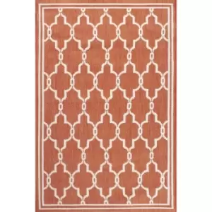 Image of Terrace Spanish Tile Flatweave Outdoor Indoor Rug in Terracotta 80 x 150cm (2'6''x5'0'')