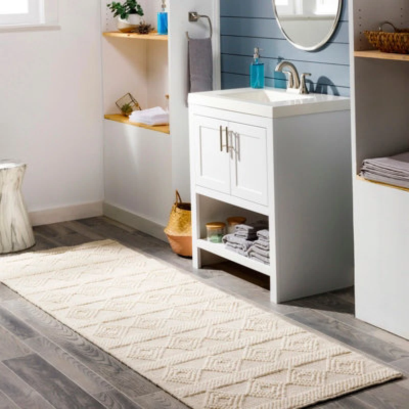 Image of Livabliss Hand-Woven Cottage Wool White Tarini Runner Rug 76 X 244cm - Easy Care, Non Shedding, Ideal For Hallway Or Beside The Bed
