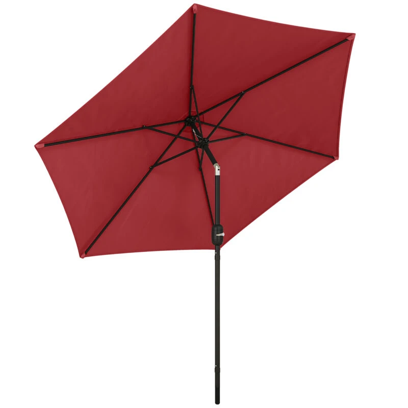 Image of OUTSUNNY 2.6M Garden Parasol Umbrella with Aluminium Pole, Tilt, Crank in Red Size: 260cm x 100cm Red Unisex 260cm x 100 cm