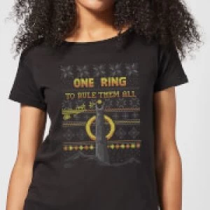 Image of Lord Of The Rings One Ring Womens Christmas T-Shirt - Black