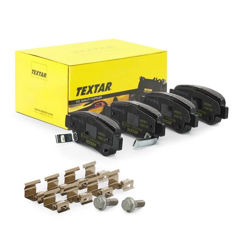 Image of TEXTAR 2463501 Brake pad set Q+ with acoustic wear warning, with accessories, with brake caliper screws Brake Pad Set,disc brake (402)