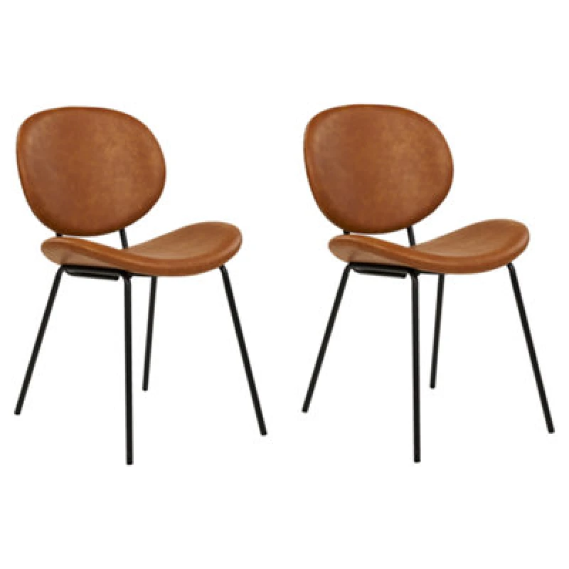 Image of Beliani Set Of 2 Dining Chairs Luana Faux Leather Golden Brown