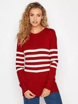 image of Long Tall Sally Dark Red Stripe Jumper, Red, Size 18-20, Women