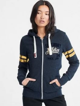 Image of Superdry Track & Field Zip Hoodie - Navy, Size 6, Women