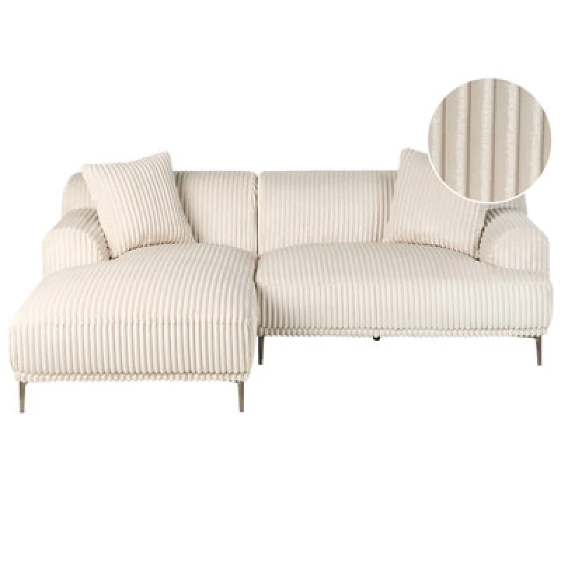 Image of Beliani Corner Sofa Stenum Corduroy Off-White Right Hand