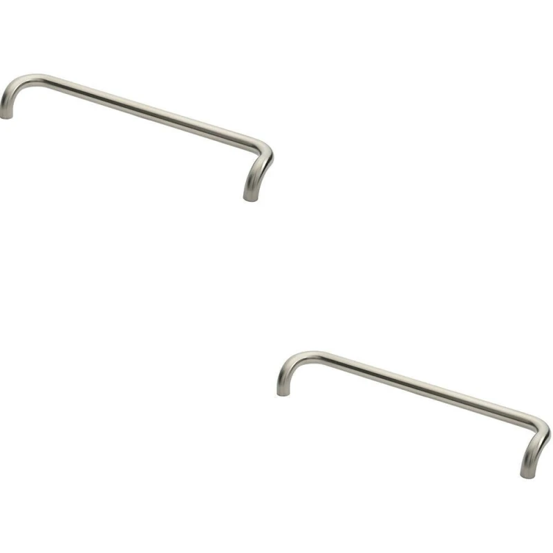 Image of Loops 2x Cranked Pull Handle 630 x 30mm 600mm Fixing Centres Satin Stainless Steel Metallics unisex