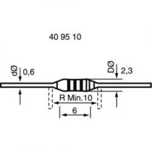 image of Carbon film resistor 1.2 Axial lead 0207 0.25W