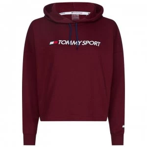 image of Tommy Sport Crop Hoodie - Deep Rouge