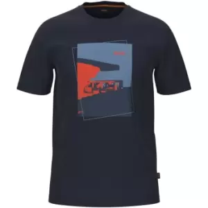 image of Boss Boss Abstract T-Shirt Mens - Blue